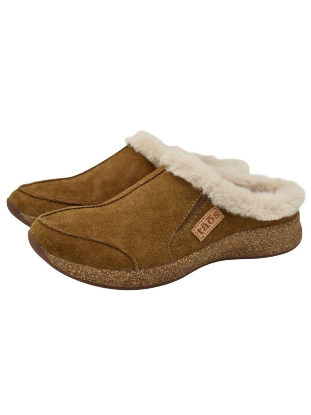 TAOS Womens Size 7 Future Chestnut Suede Shearling Slip On Clogs Mules Shoes
